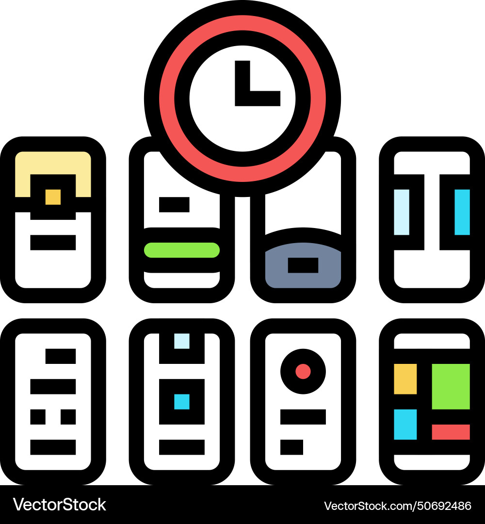 Crazy 8s ux ui design color icon Vector Image