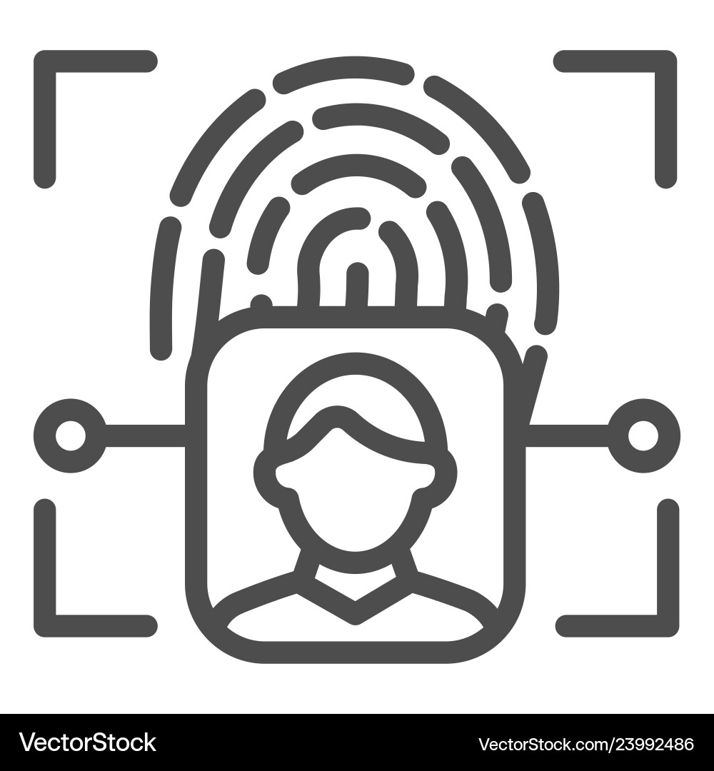 Fingerprint user recognition line icon focus Fingerprint user recognition line icon focus vector image