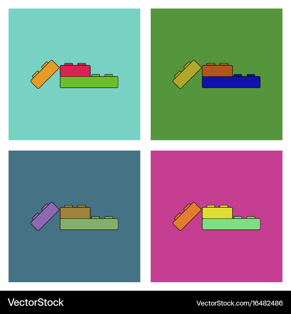 Flat icon design collection lego constructor Vector Image
