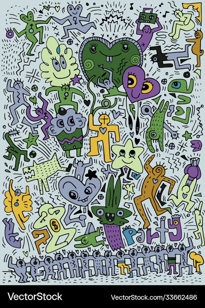 Hand gezeichnete Liebe Doodles Party und Getränk Hand gezeichnete Liebe Doodles Party und Getränk vektorbild