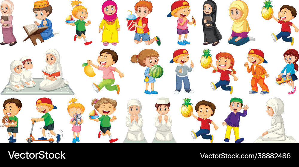 Kinder tun verschiedene Aktivitäten Cartoon Kinder tun verschiedene Aktivitäten Cartoon vektorbild