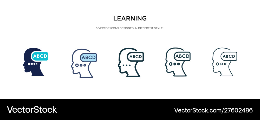 Learning icon in different style two colored Learning icon in different style two colored vector image