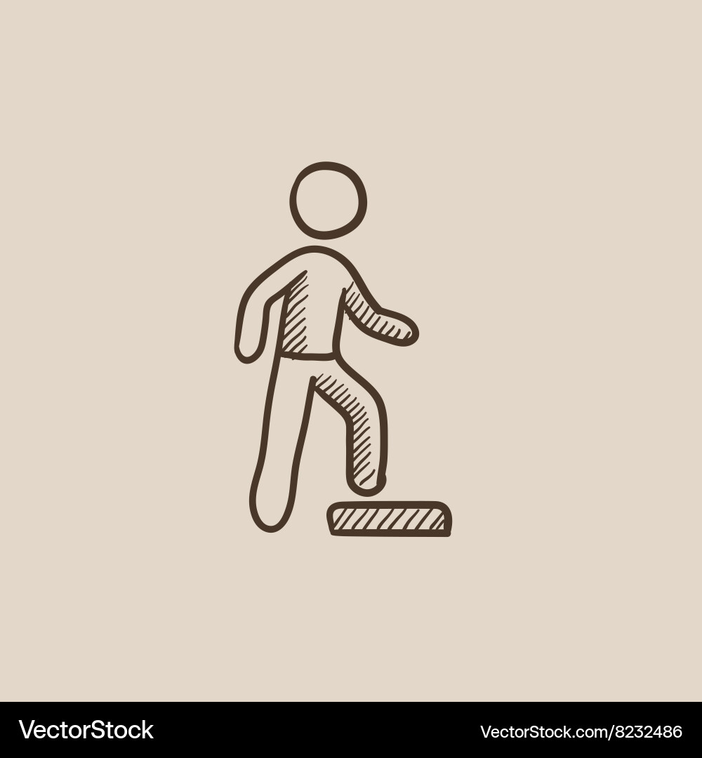 Man doing step exercise sketch icon Vector Image