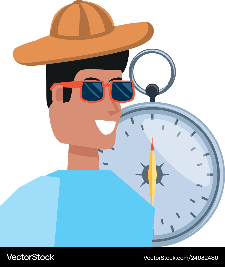 Man with compass guide isolated icon vector image