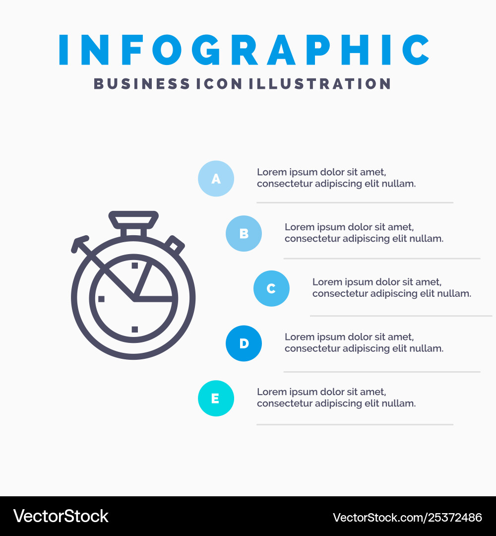 Measure time clock data science line icon with 5 Vector Image