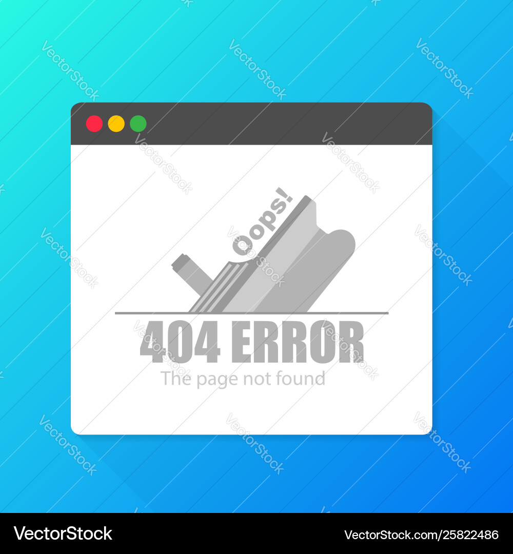 Modern 404 error page template for website Modern 404 error page template for website vector image