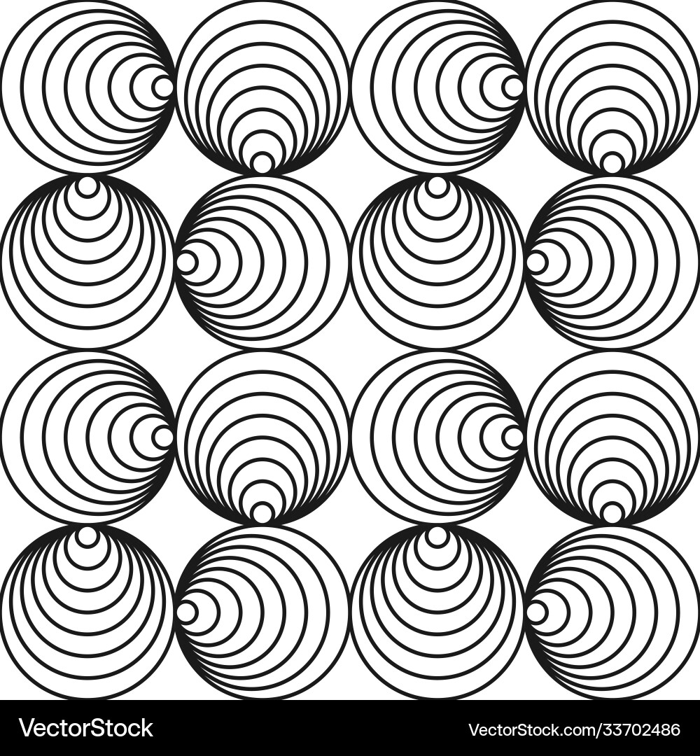 Monochrome seamless circle pattern - swirl Monochrome seamless circle pattern - swirl Vector Image