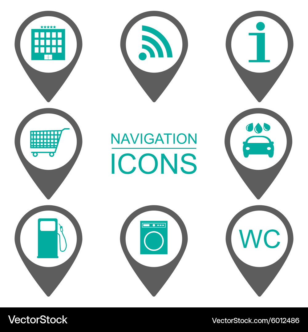 Navigation icons silhouette scope Vector Image