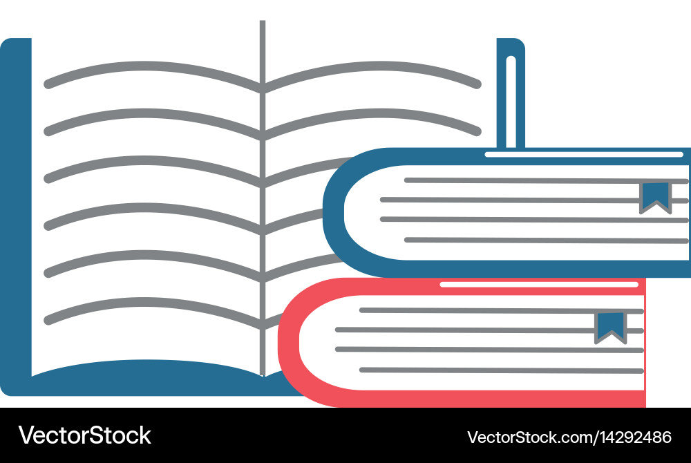 Notebook open with books tool vector image