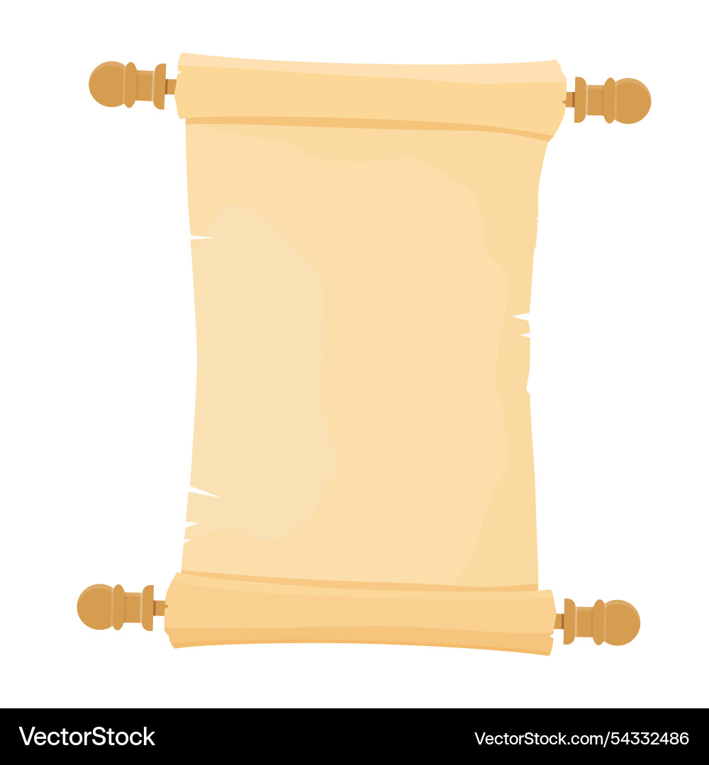 Open vertical parchment scroll isolated on white Open vertical parchment scroll isolated on white vector image