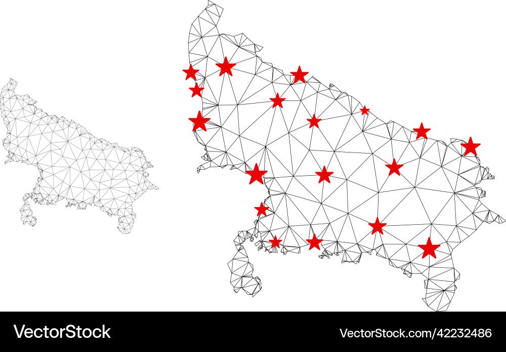 Polygonal 2d mesh uttar pradesh state map Vector Image