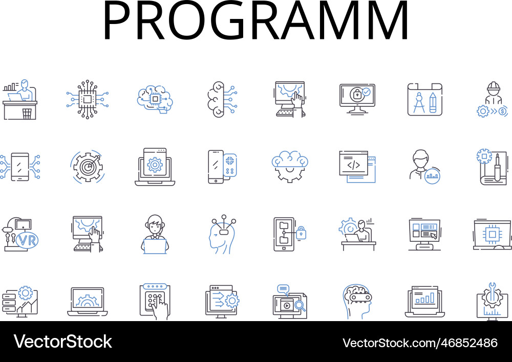 Programm line icons collection project system Programm line icons collection project system vector image