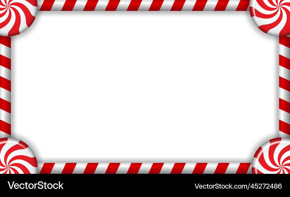 Rectangle candy cane frame with red and white Vector Image