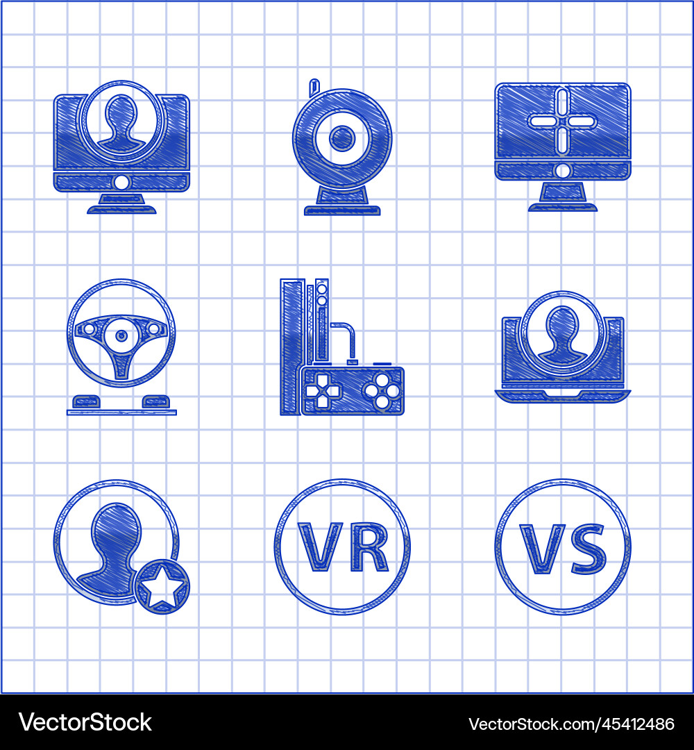 Set game console with joystick virtual reality Set game console with joystick virtual reality Vector Image