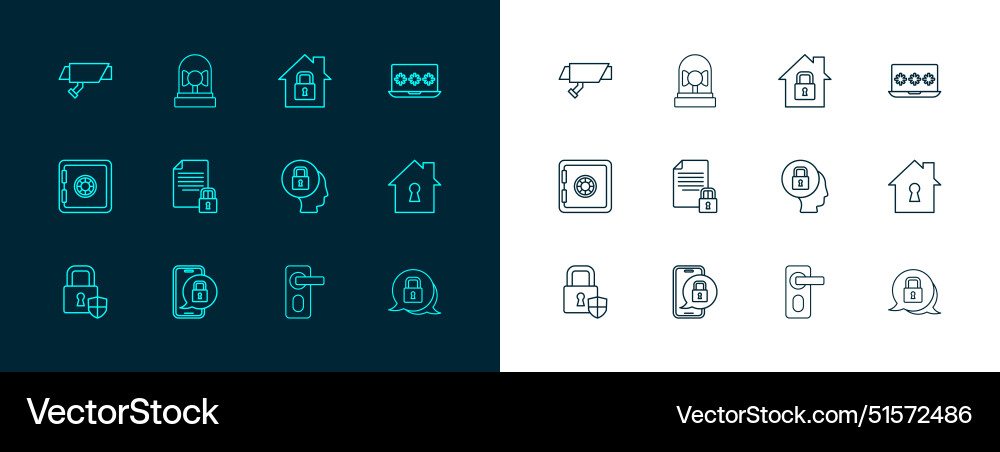 Set line laptop with password mobile closed Set line laptop with password mobile closed vector image