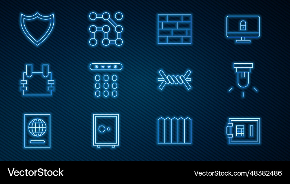 Set line safe motion sensor bricks password Set line safe motion sensor bricks password vector image