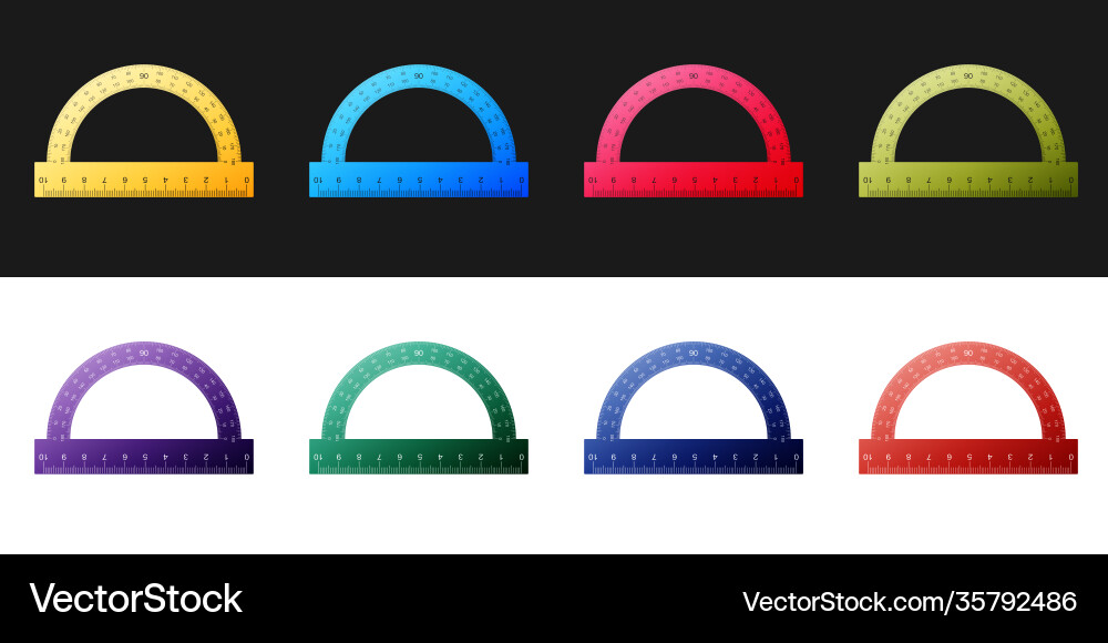 Set protractor grid for measuring degrees icon Set protractor grid for measuring degrees icon vector image