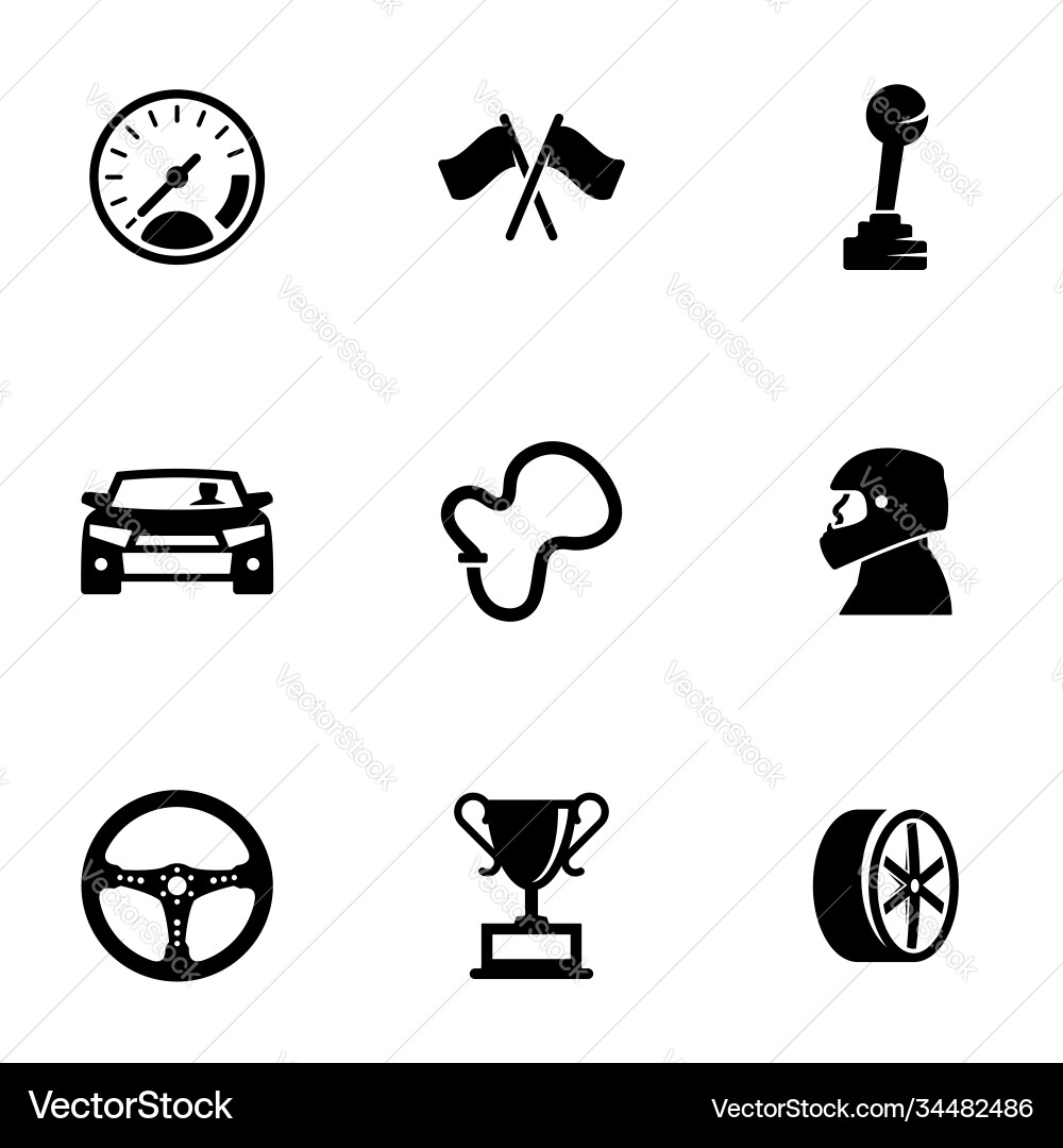 Set simple icons on a theme race Vector Image