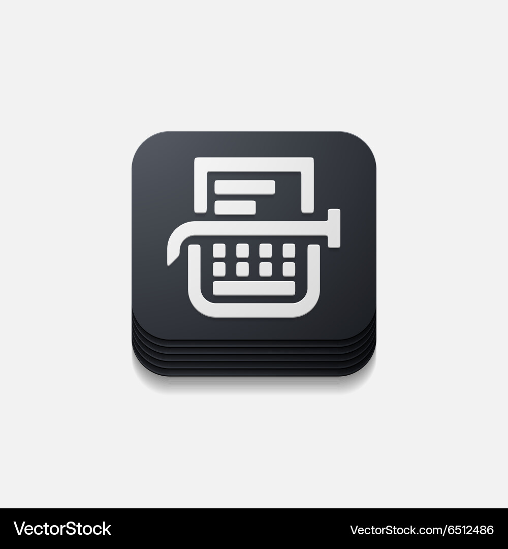 Square button typewriter vector image