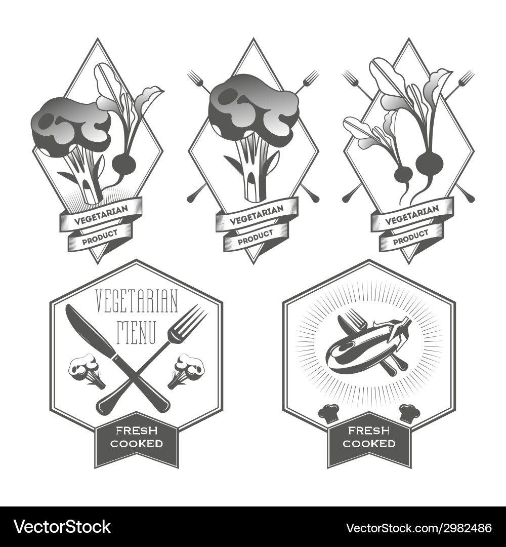 Vegan set of design elements vector image