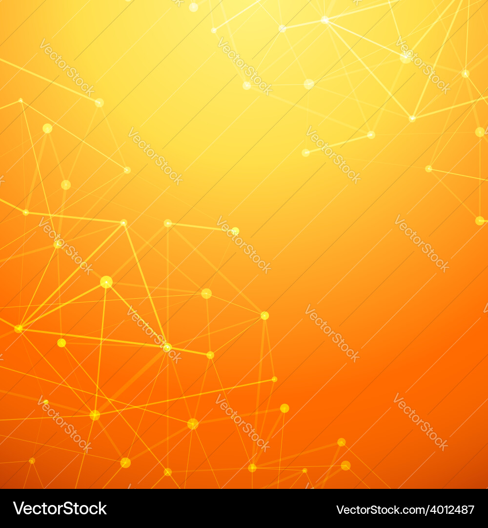 Abstract connection network orange background vector image