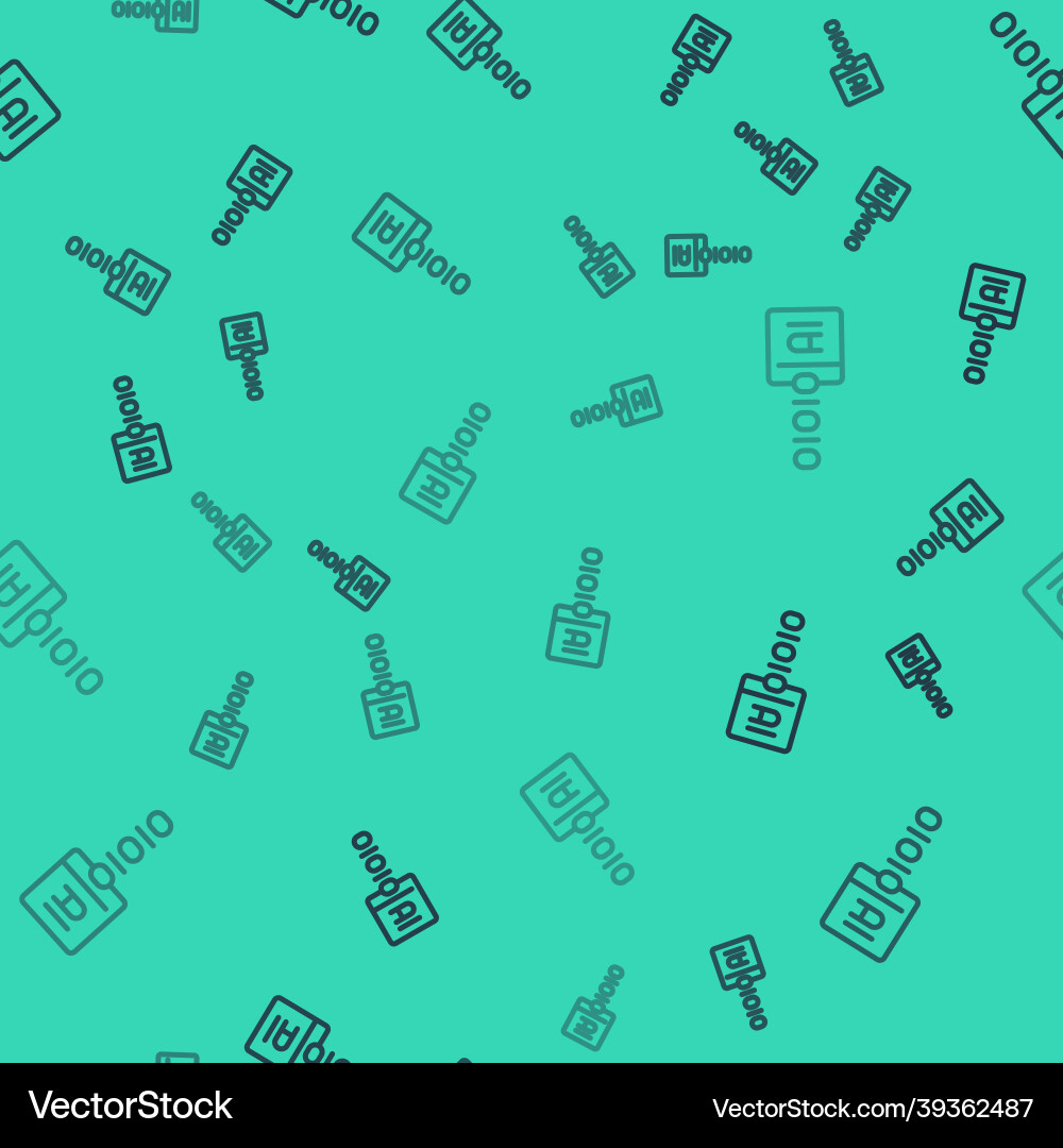 Black line binary code icon isolated seamless Black line binary code icon isolated seamless vector image