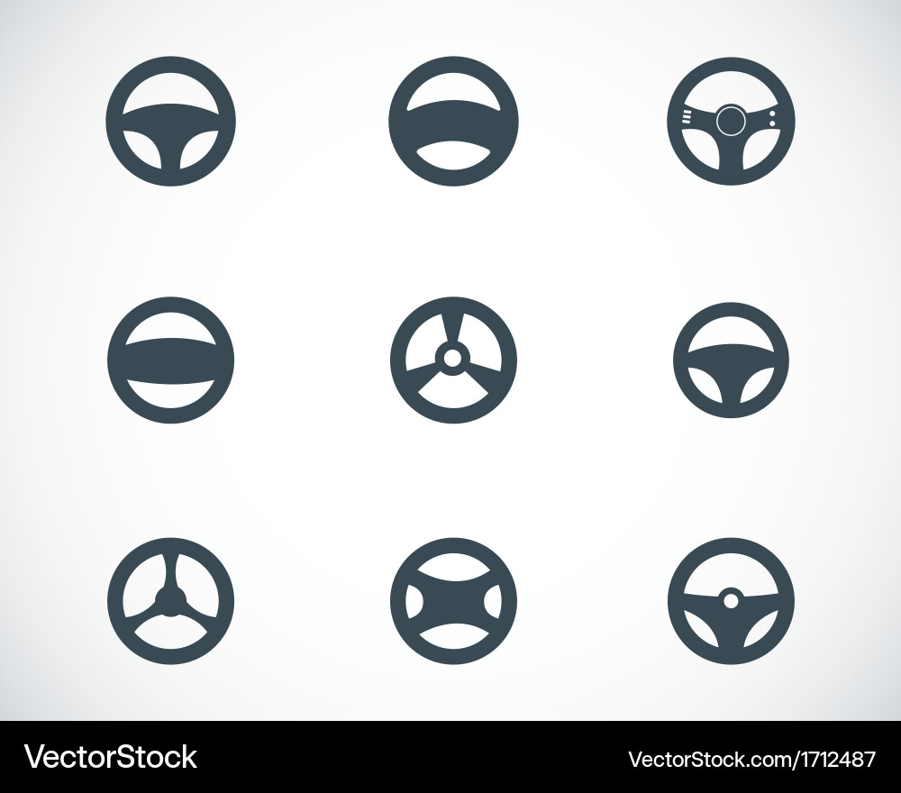 Black Steering Wheel Icons Vector Image
