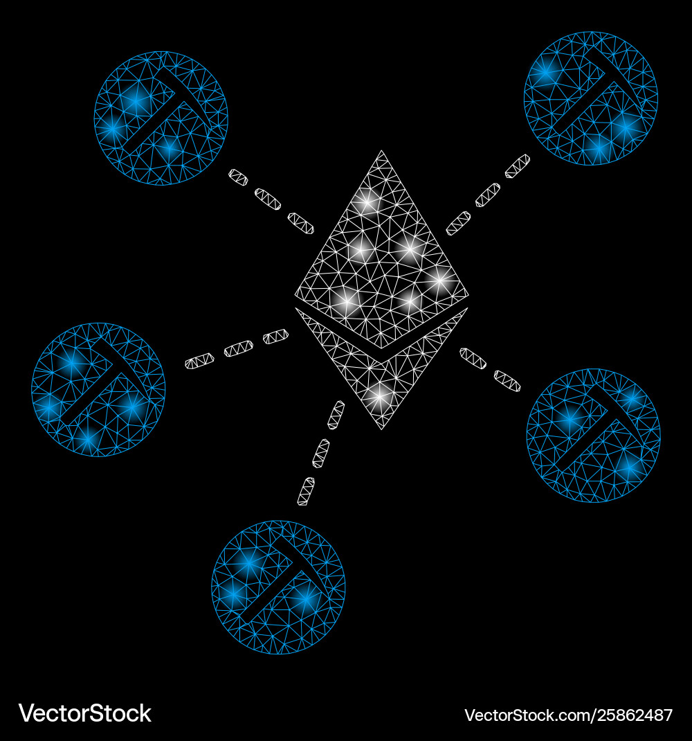 Bright mesh 2d ethereum mining pool with flash Bright mesh 2d ethereum mining pool with flash vector image