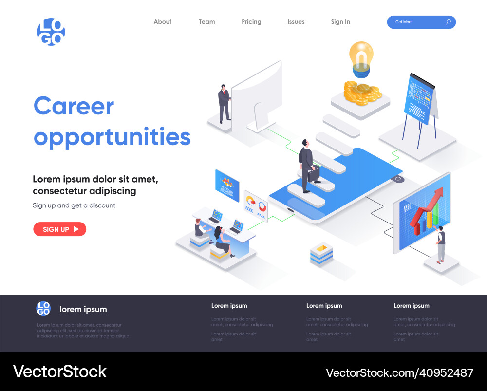 Career opportunities isometric landing page Career opportunities isometric landing page vector image