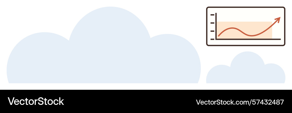 Cloud data growth highlighted with an upward graph Cloud data growth highlighted with an upward graph vector image