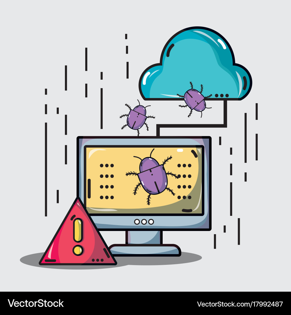 Computer with virus in the system information vector image