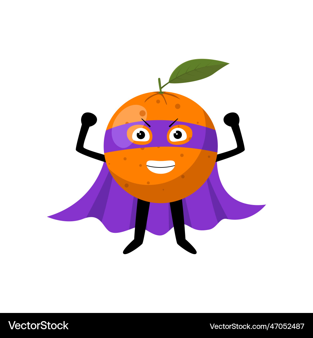 Cute superhero orange character cartoon Cute superhero orange character cartoon vector image