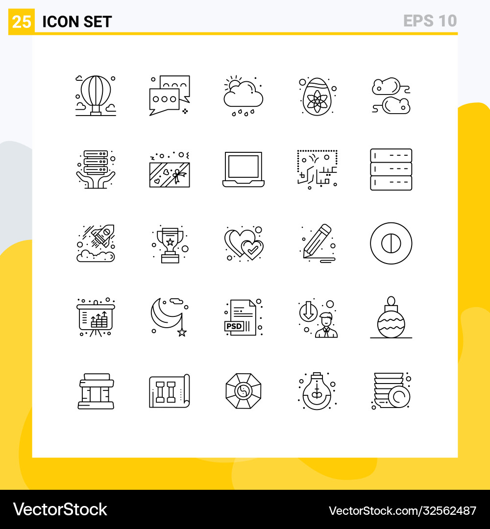 Editable line pack 25 simple lines closing Vector Image