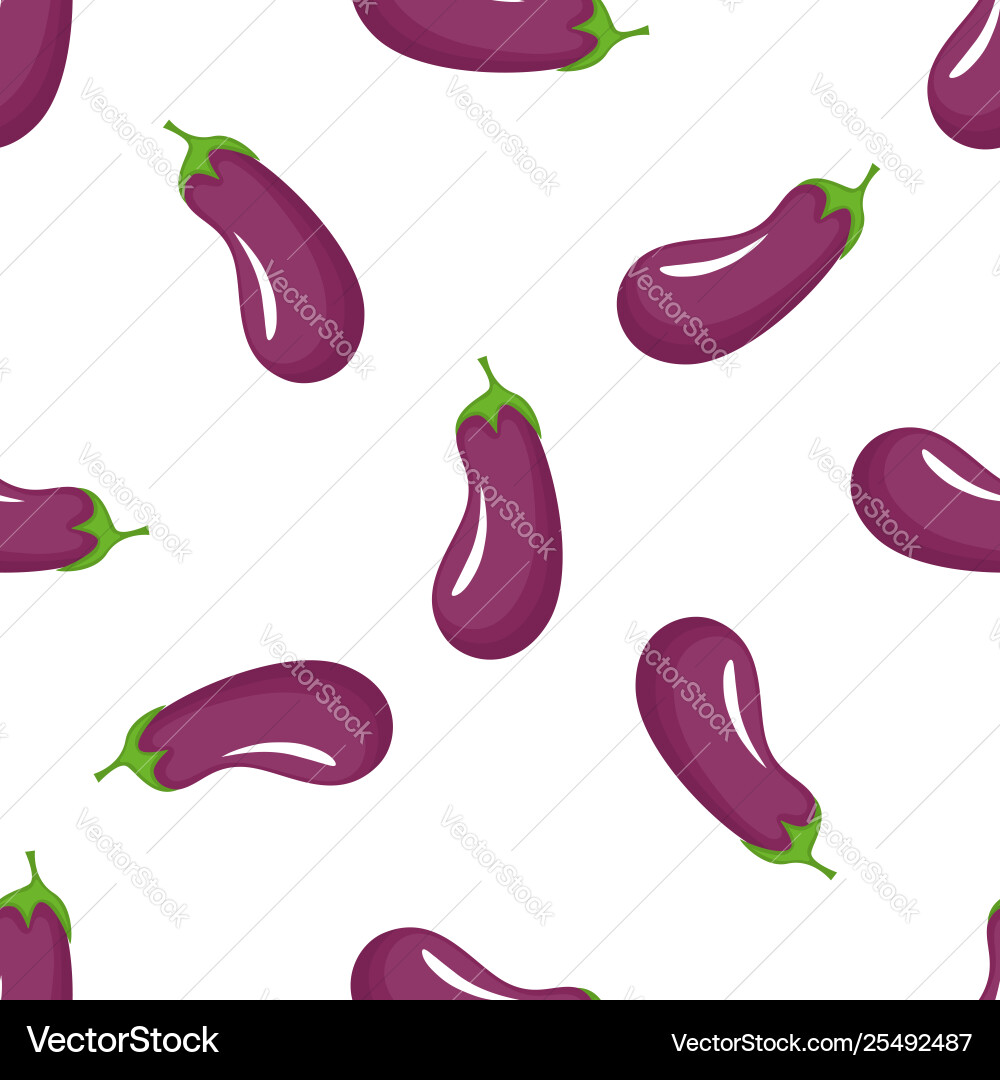 Eggplant seamless pattern organic vegetarian food Eggplant seamless pattern organic vegetarian food vector image