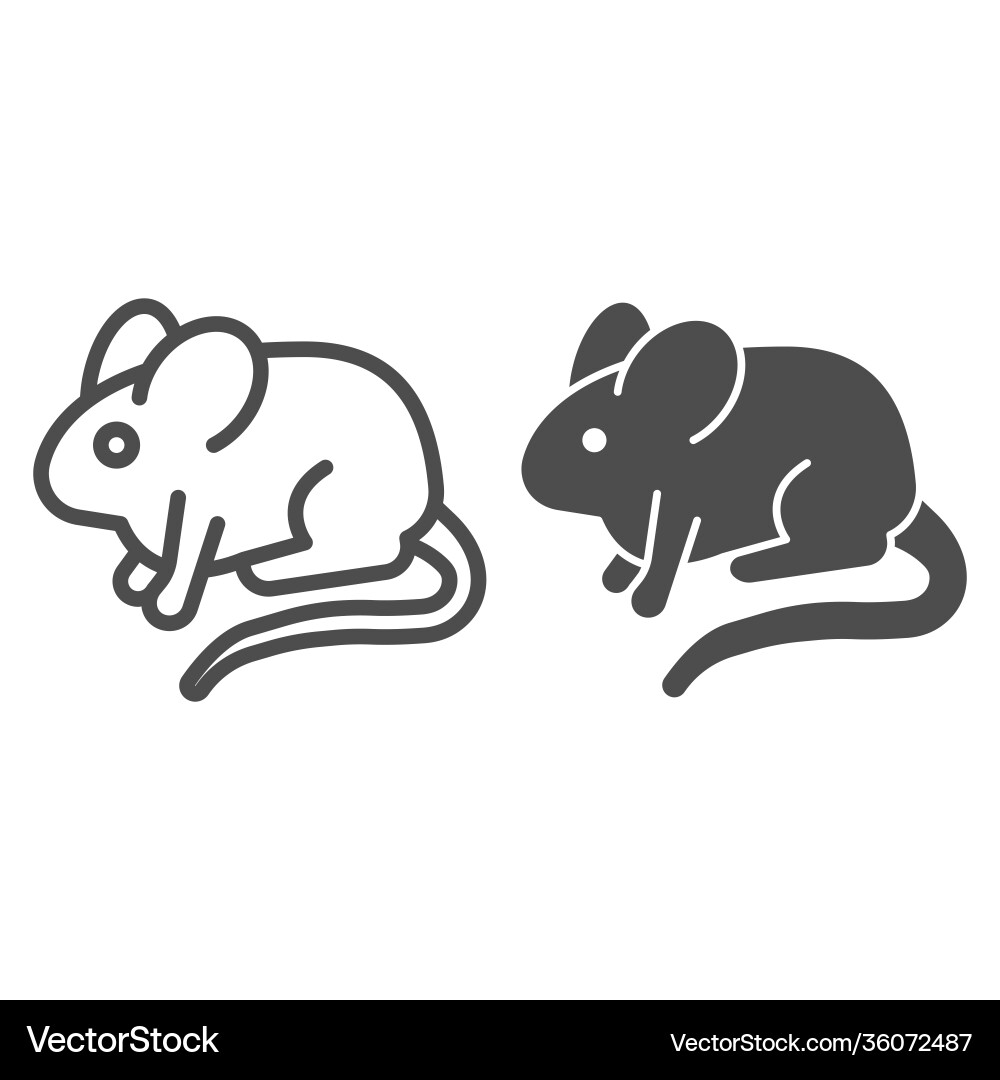 Experimental laboratory mouse line and solid icon Experimental laboratory mouse line and solid icon Vector Image