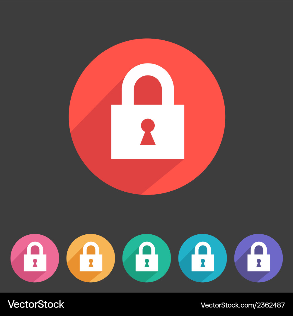 Flat Lock Icon - Security Element vector image