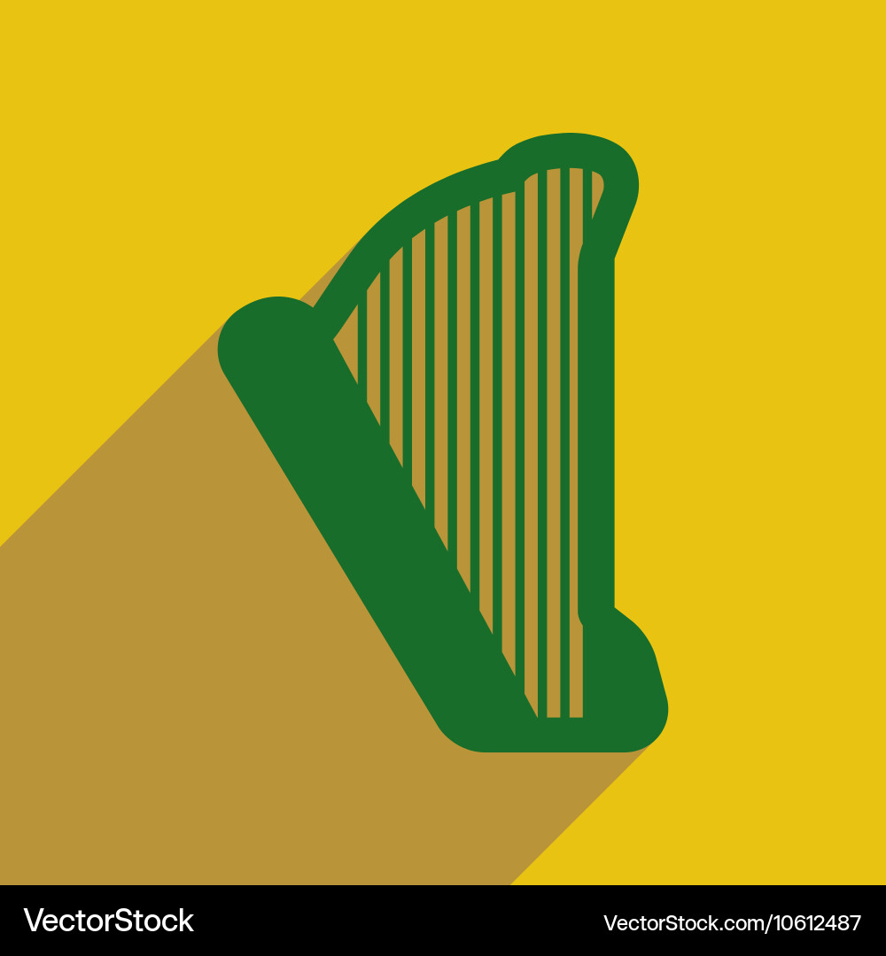 Flat web icon with long shadow harp Vector Image