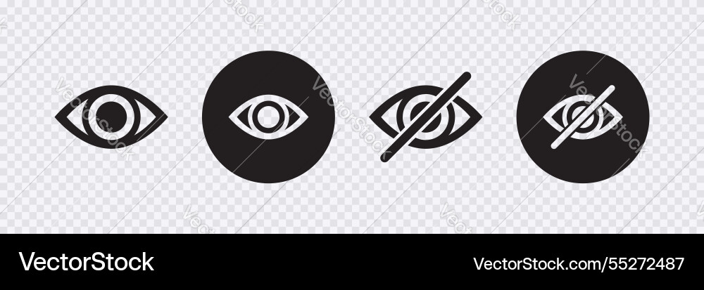 Hide and show password icons eyes open closed Vector Image