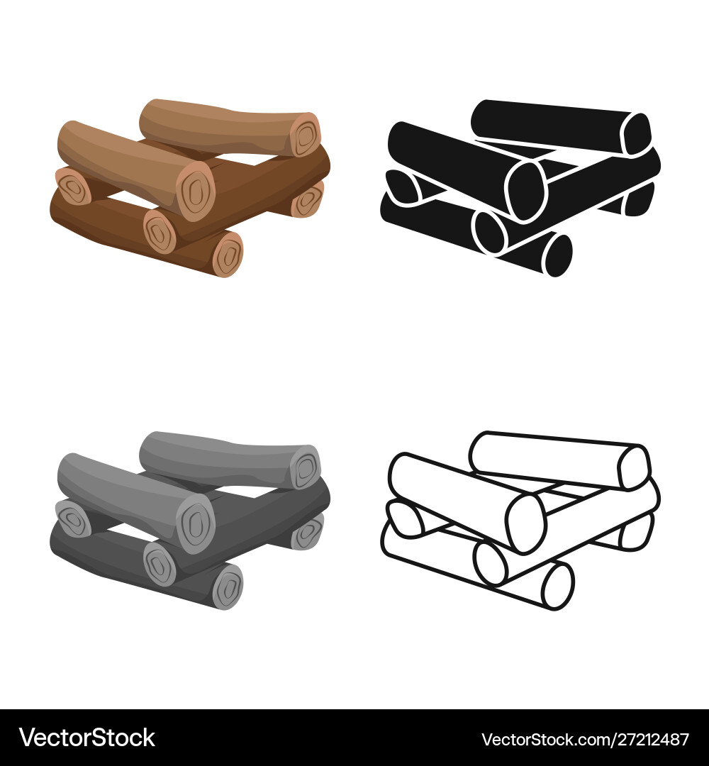 Isolated object log and firewood icon set Vector Image