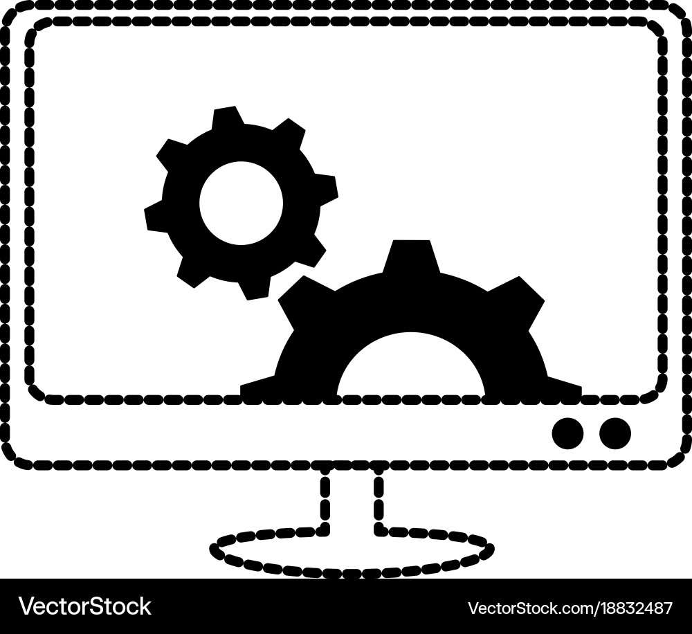 Monitor computer with gears Vector Image
