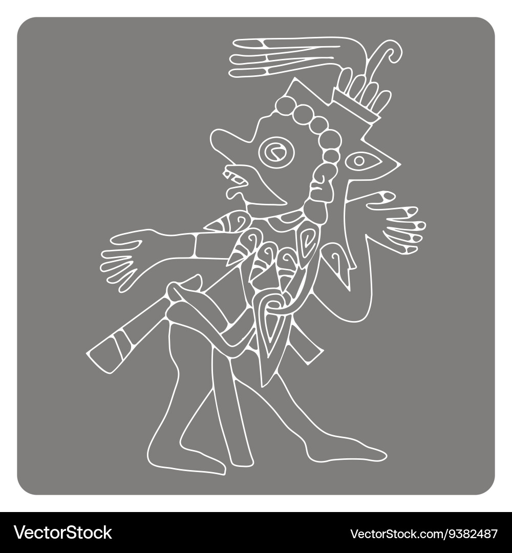 Monochrome icon with symbols from aztec codices Vector Image
