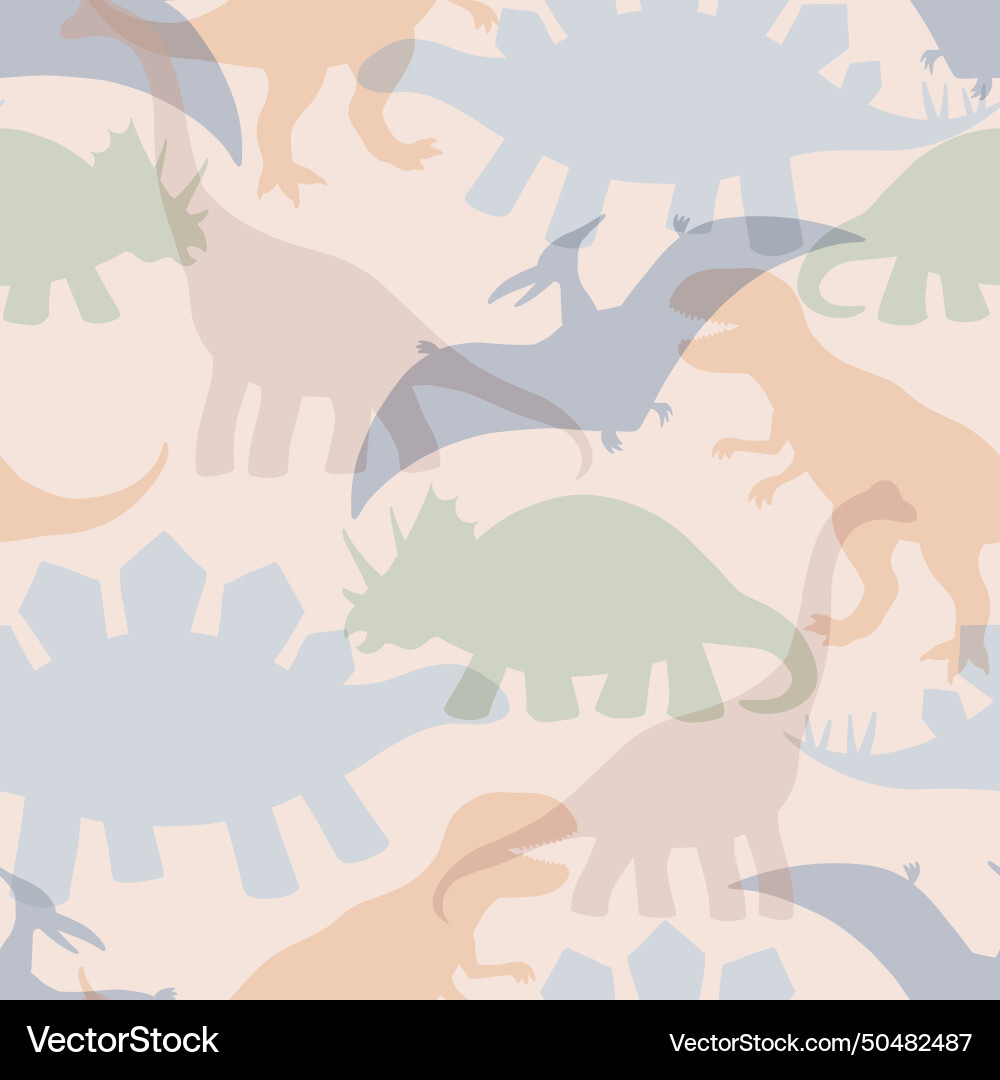 Overlapping dinosaurs seamless pattern Overlapping dinosaurs seamless pattern Vector Image