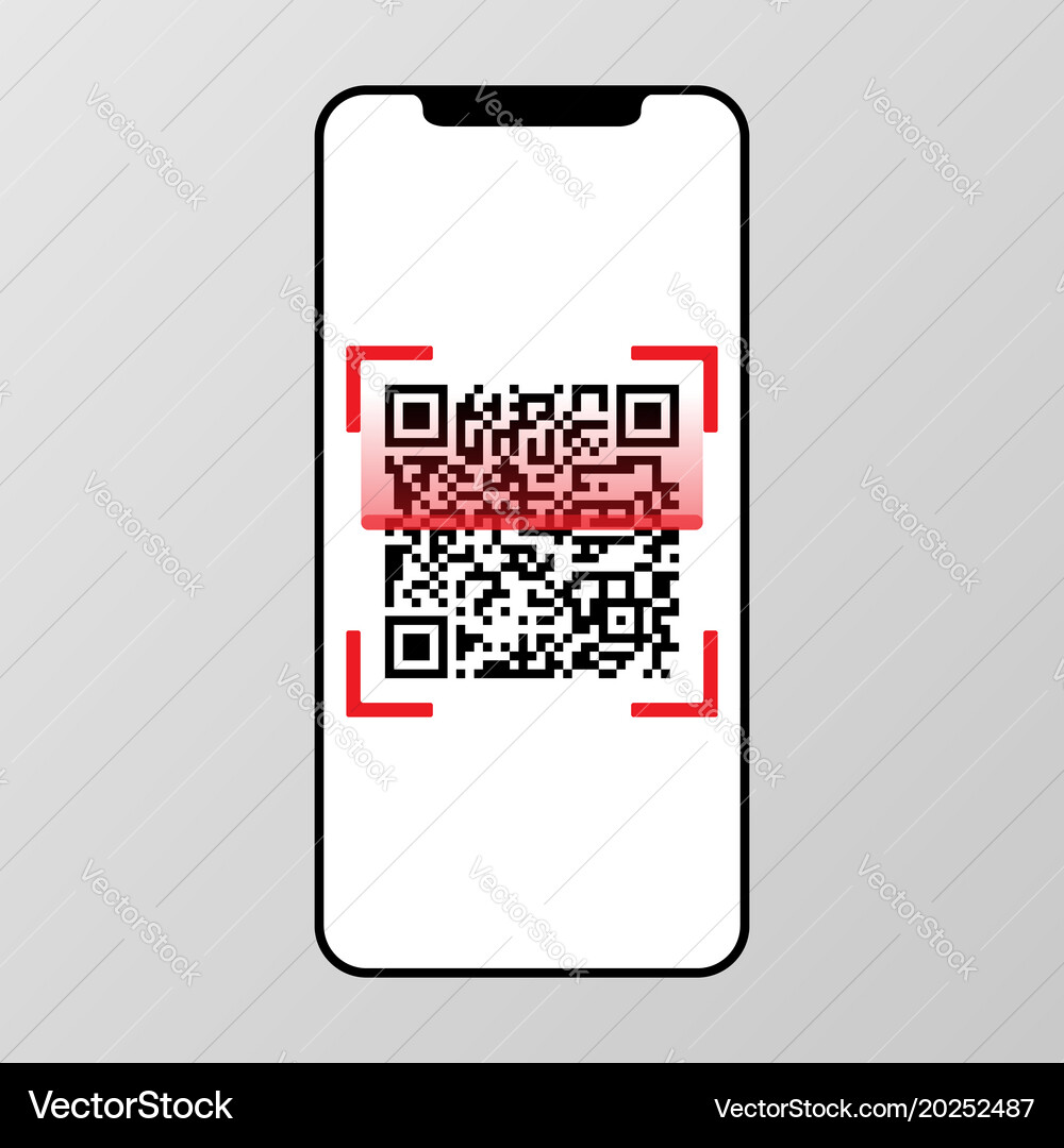 Qr code scanning on smart phone screen vector image