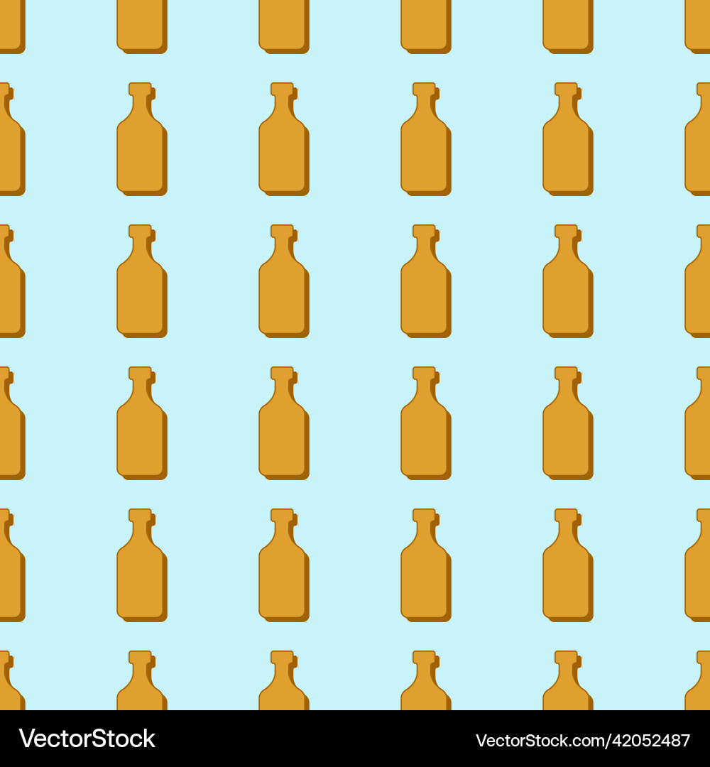 Rum bottles seamless pattern line art style Vector Image