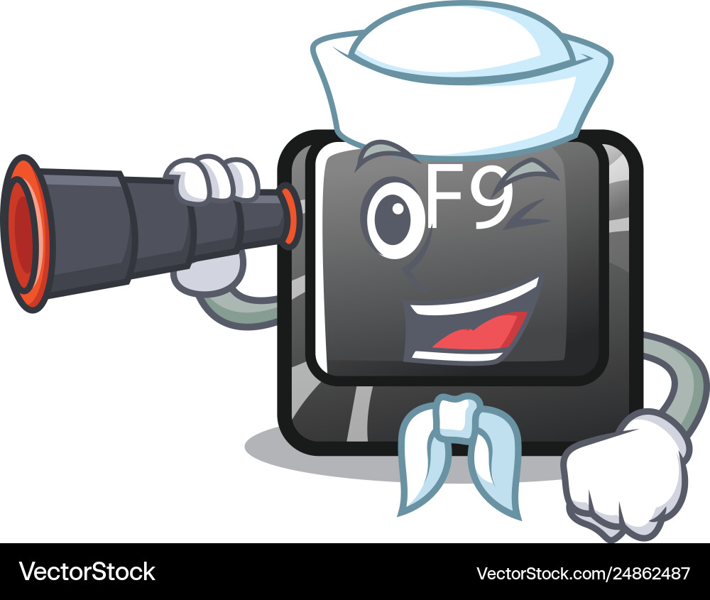 Sailor with binocular button f9 in character vector image