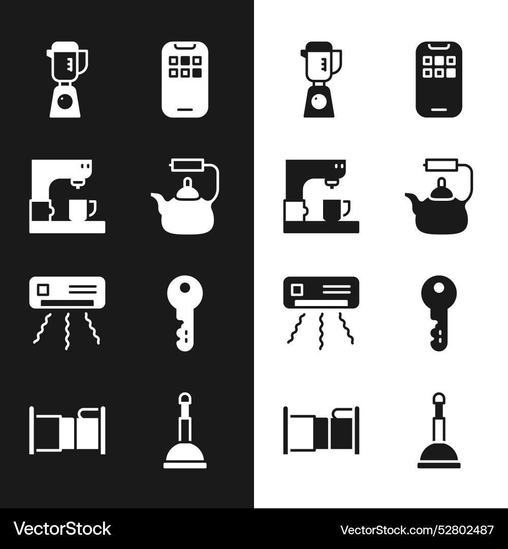 Set kettle with handle coffee machine blender Set kettle with handle coffee machine blender Vector Image