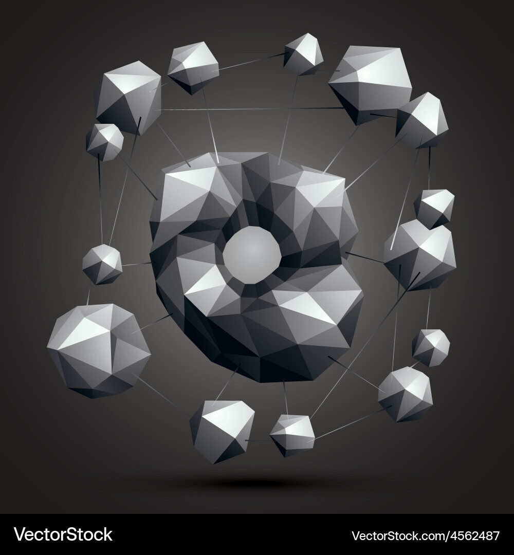 Spatial monochrome object isolated 3d technology vector image