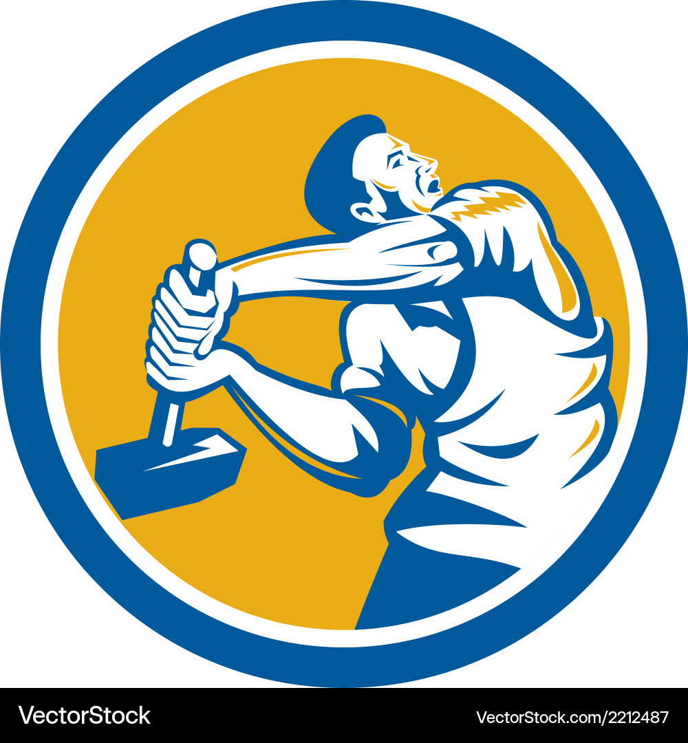 Union Worker with Sledgehammer - Strike Vector Image