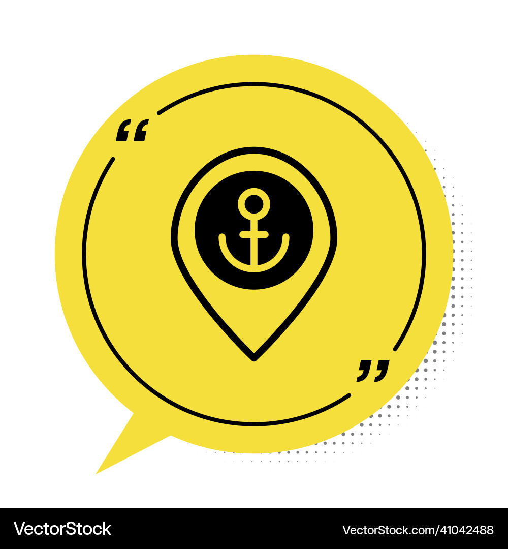 Black map pointer with anchor icon isolated vector image