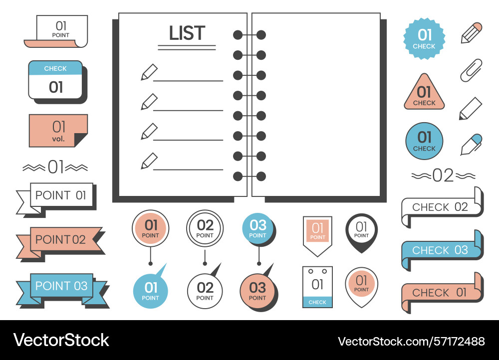 Bullet list journal simple note paper with check Bullet list journal simple note paper with check vector image